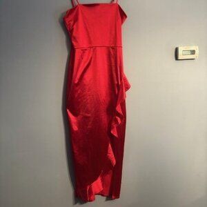 Red Liz & Sara Strappy Ruffle Dress